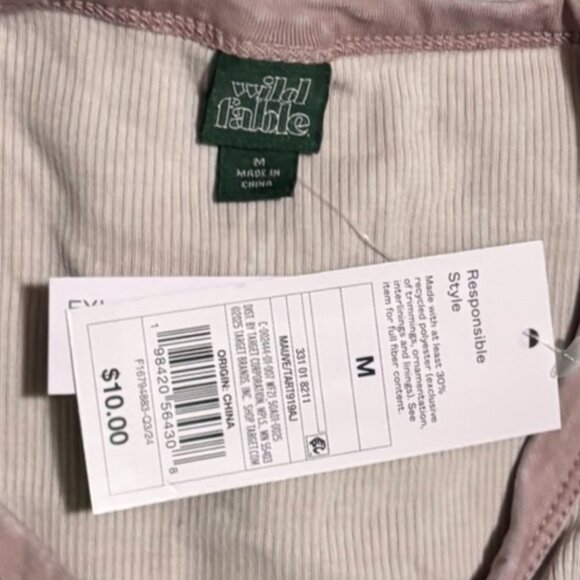 Wild Fable Ribbed Tank Top Lilac Pink Sleeveless Fitted Mauve Tart Size Medium - Picture 4 of 4